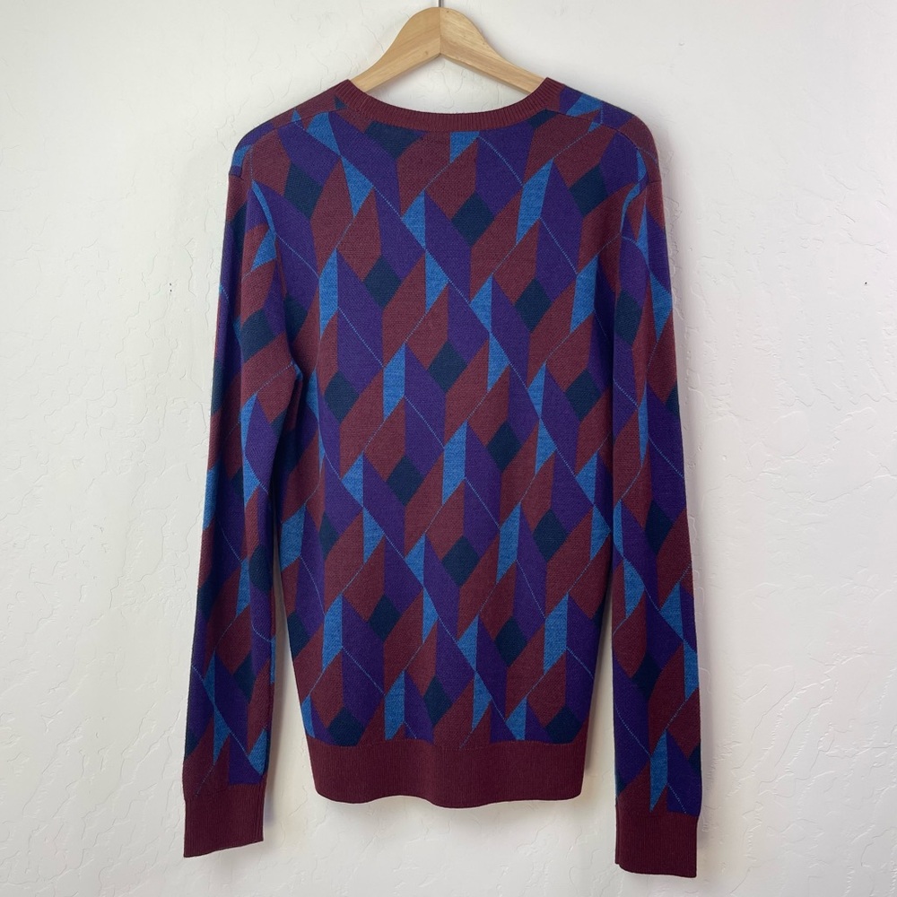 Bonobos Men’s Geometric Patterned Extra Fine Merino Wool Crewneck Sweater Small - Picture 3 of 15